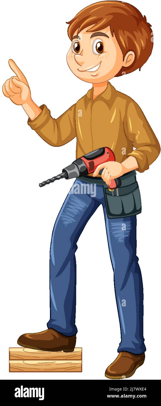 Construction worker cartoon character illustration Stock Vector Image ...