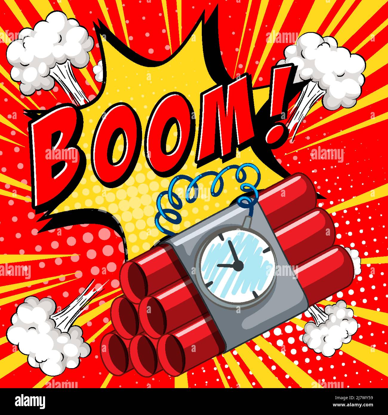 Abbreviation and facial expression retro comic banner design illustration Stock Vector