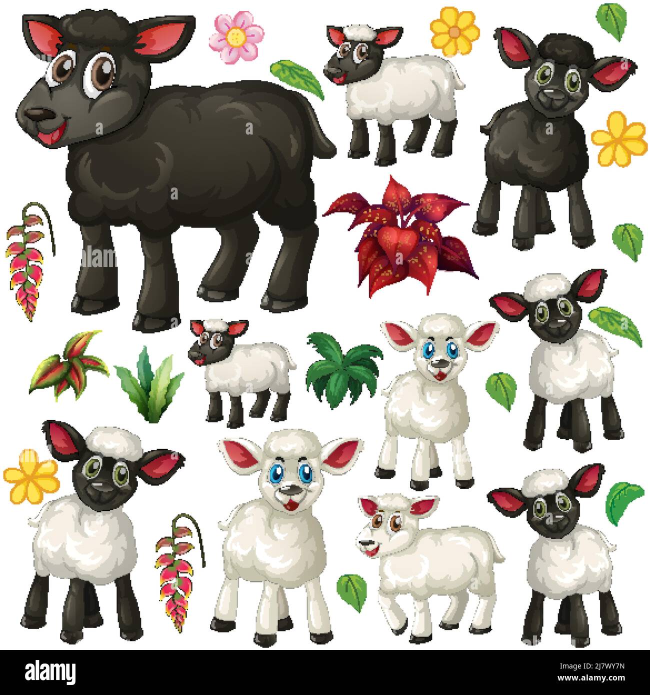 Cute animals set on white background illustration Stock Vector Image ...