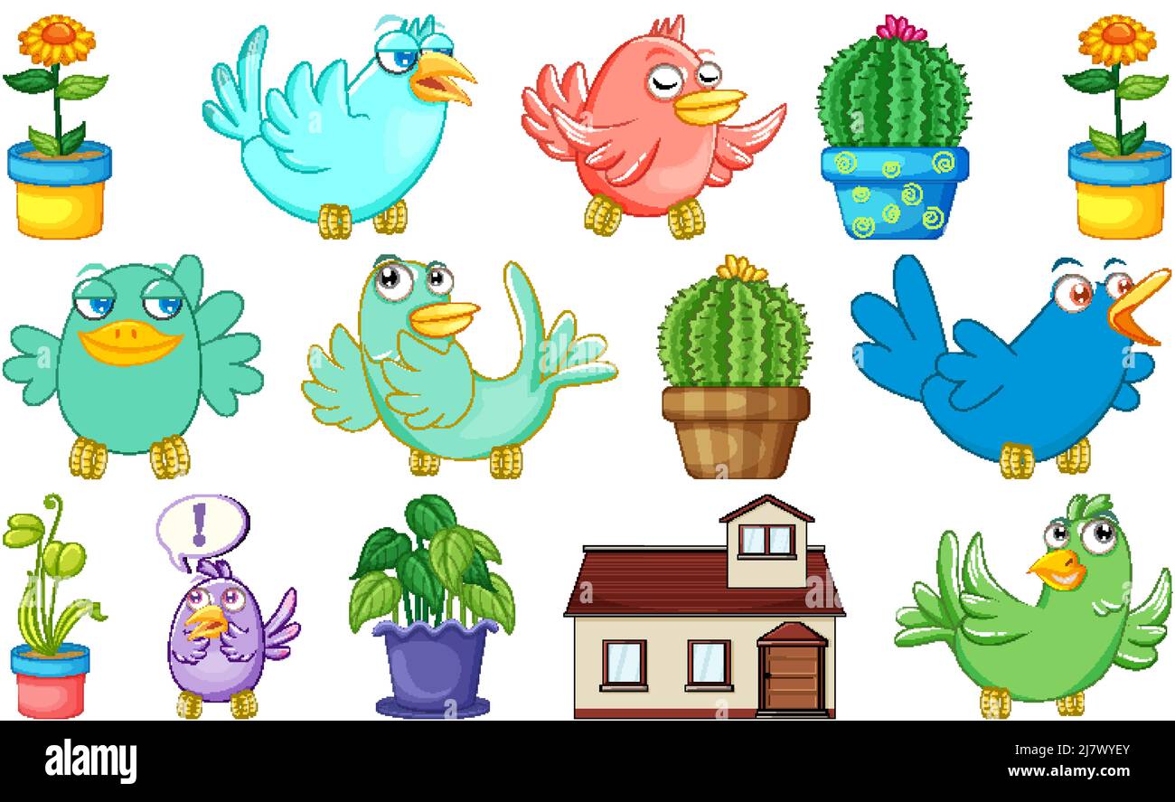 Set of houses and plants illustration Stock Vector Image & Art - Alamy