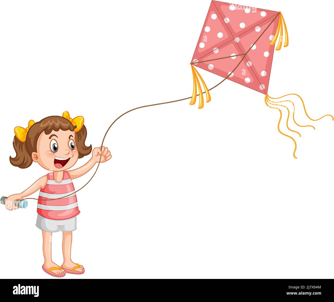 Cartoon girl playing kite illustration Stock Vector Image & Art - Alamy