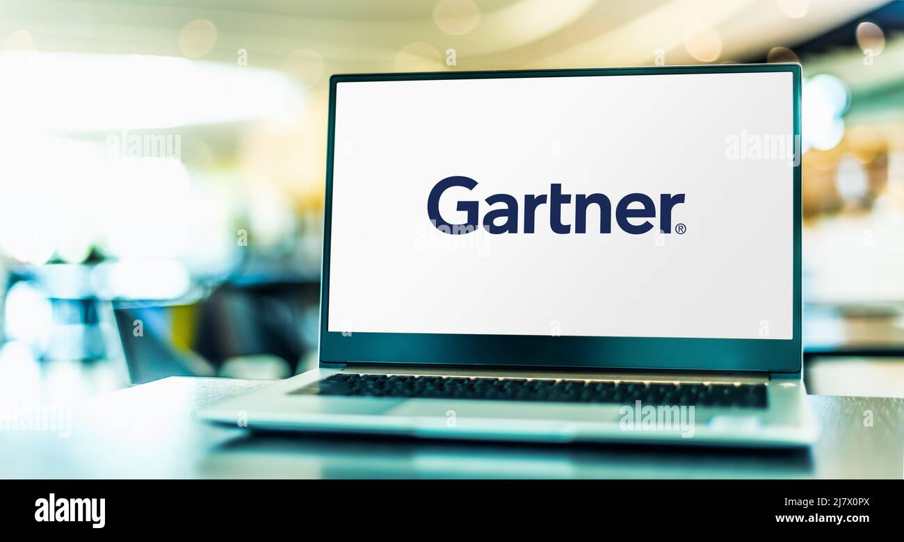 POZNAN, POL FEB 25, 2022 Laptop computer displaying logo of Gartner