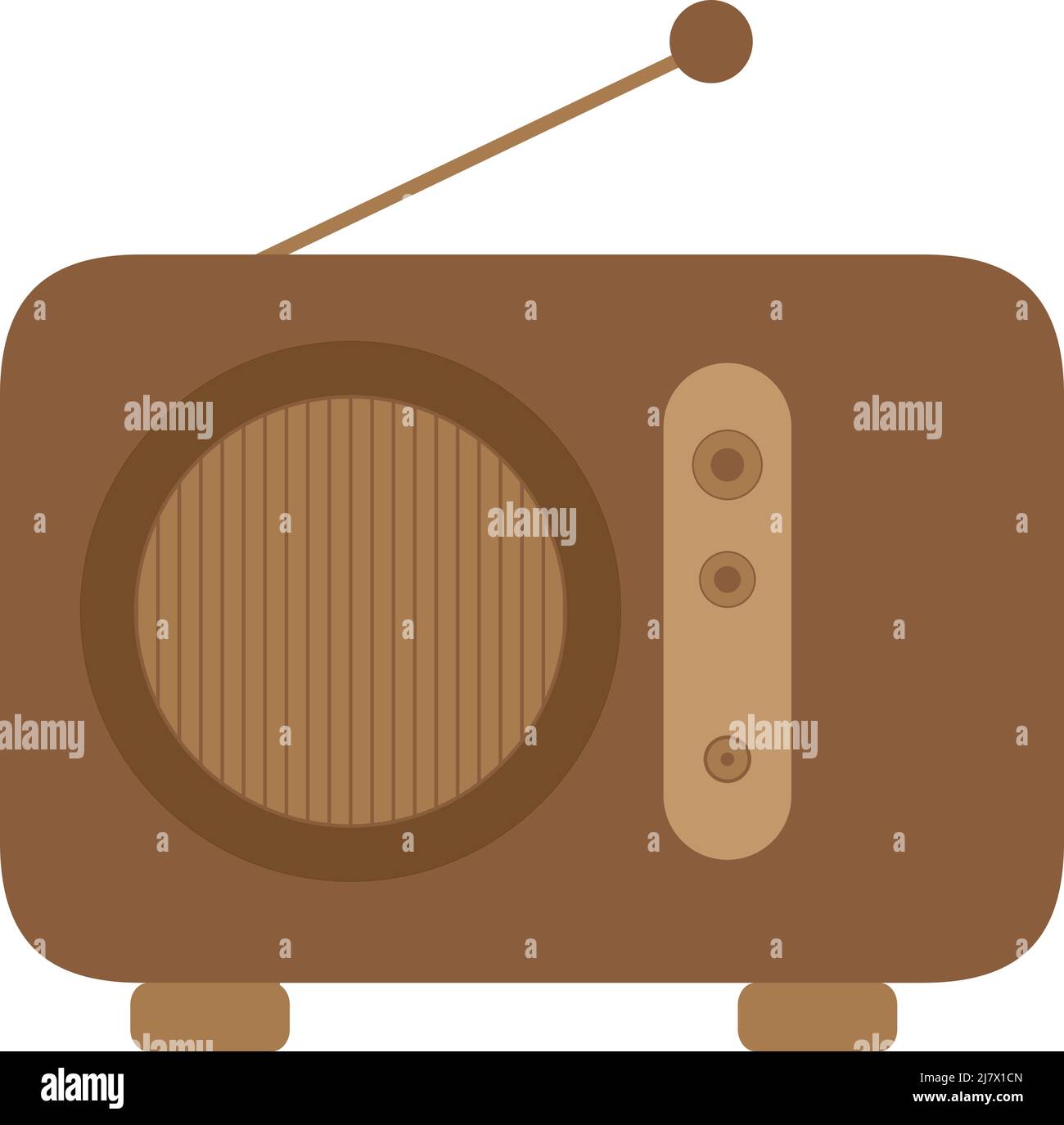 retro radio set the brown color. with white background Stock Vector
