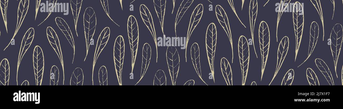 Seamless pattern with hand drawn leaves. Vector illustration. Stock Vector
