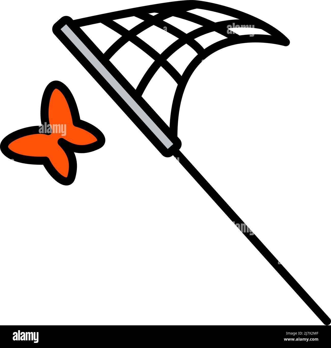 Icon Of Butterfly Net. Editable Bold Outline With Color Fill Design
