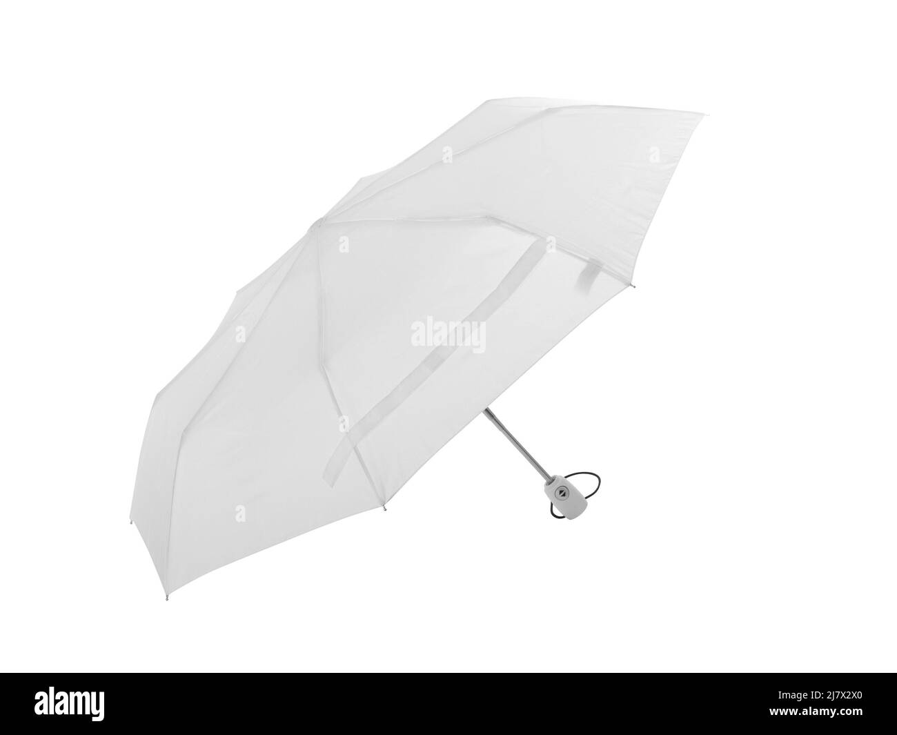 White umbrella with clipping path isolated on white background. Mock-up Stock Photo