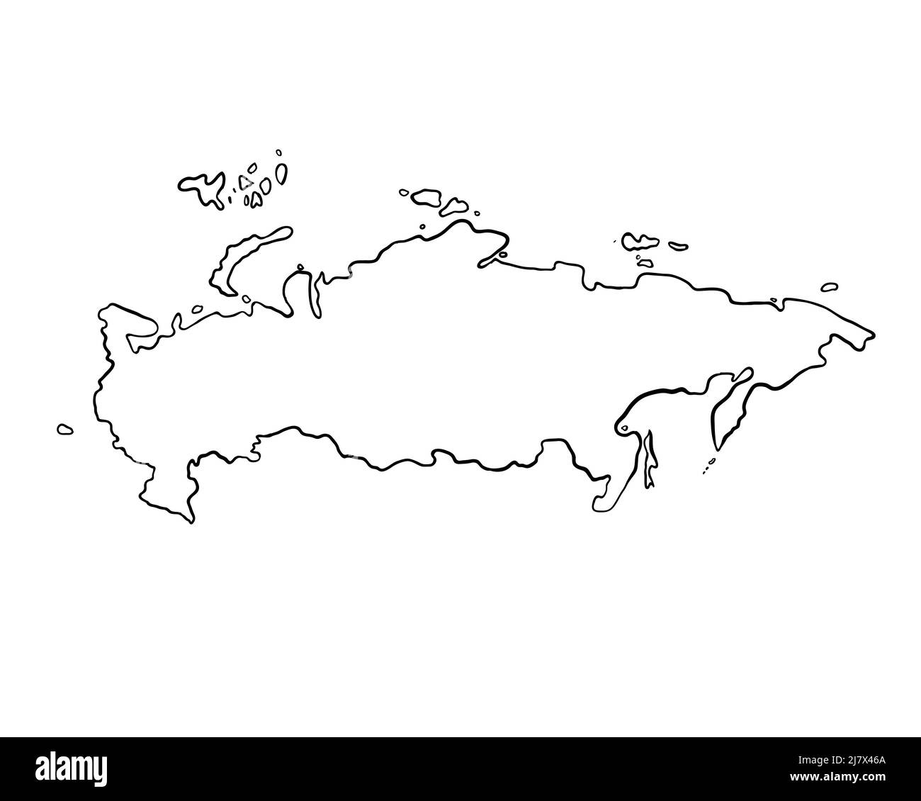 Russia - Hand-Drawn Map lllustration Stock Photo