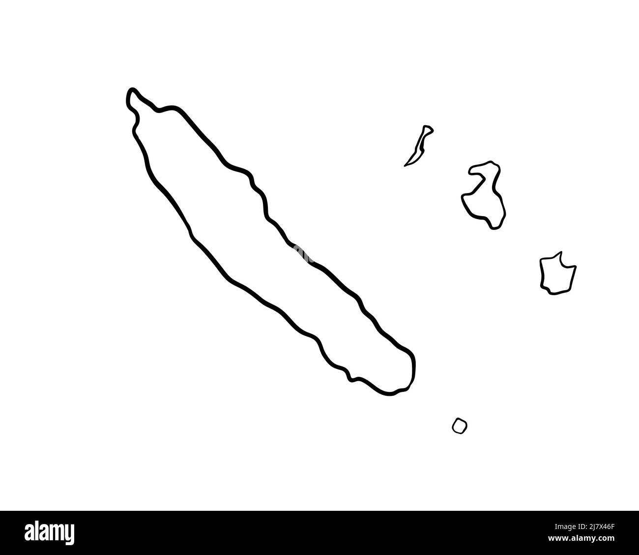 New Caledonia HandDrawn Map lllustration Stock Photo Alamy