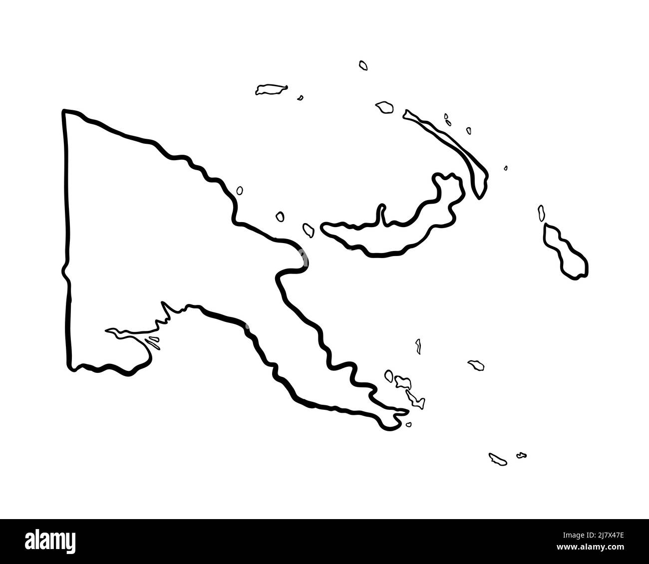 Papua New Guinea - Hand-Drawn Map lllustration Stock Photo