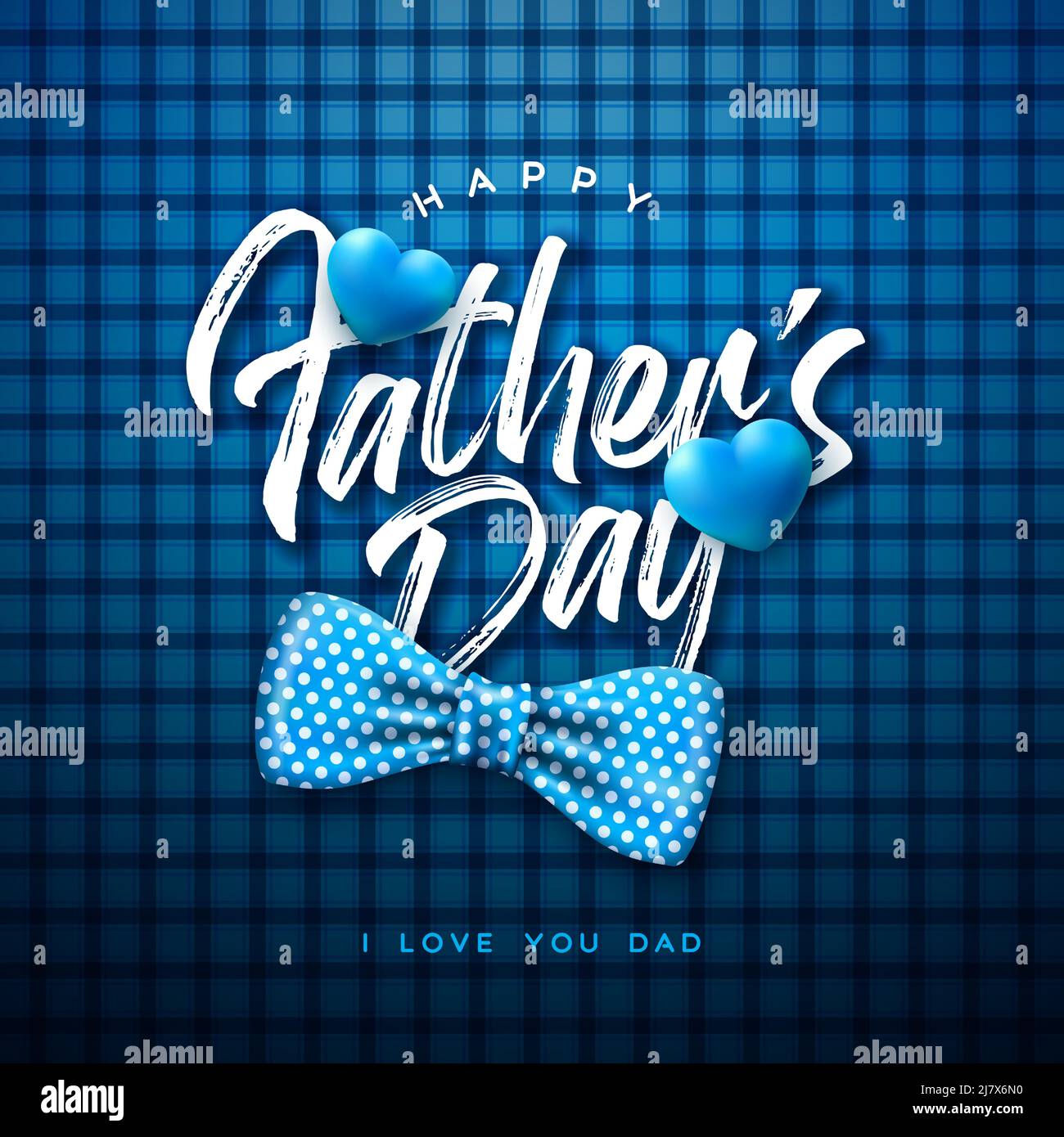 Happy Father's Day Greeting Card Design with Dotted Bow Tie and Blue ...