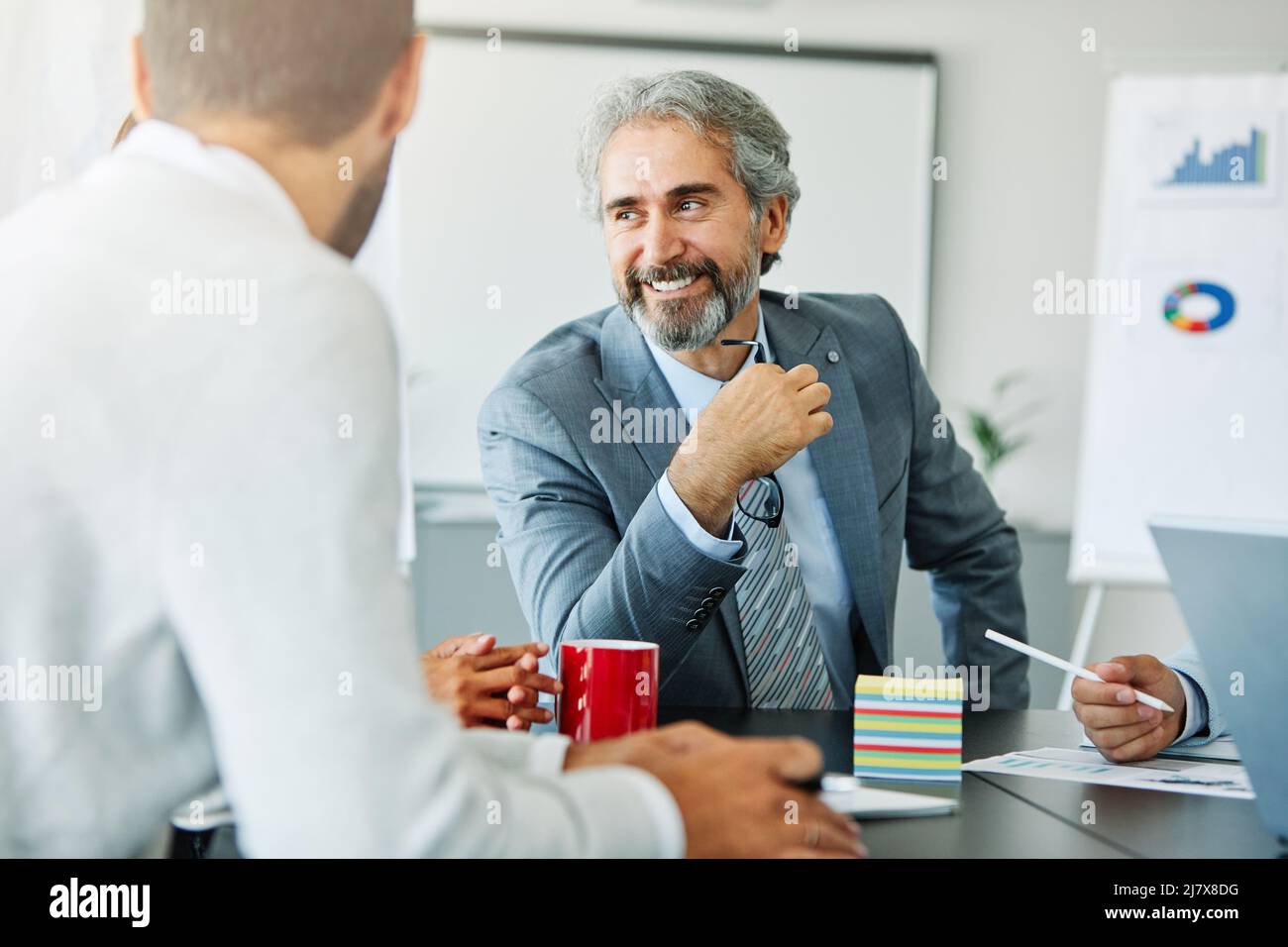 senior businessman office work business meeting mature gray hair portrait happy lawyer entrepreneur Stock Photo