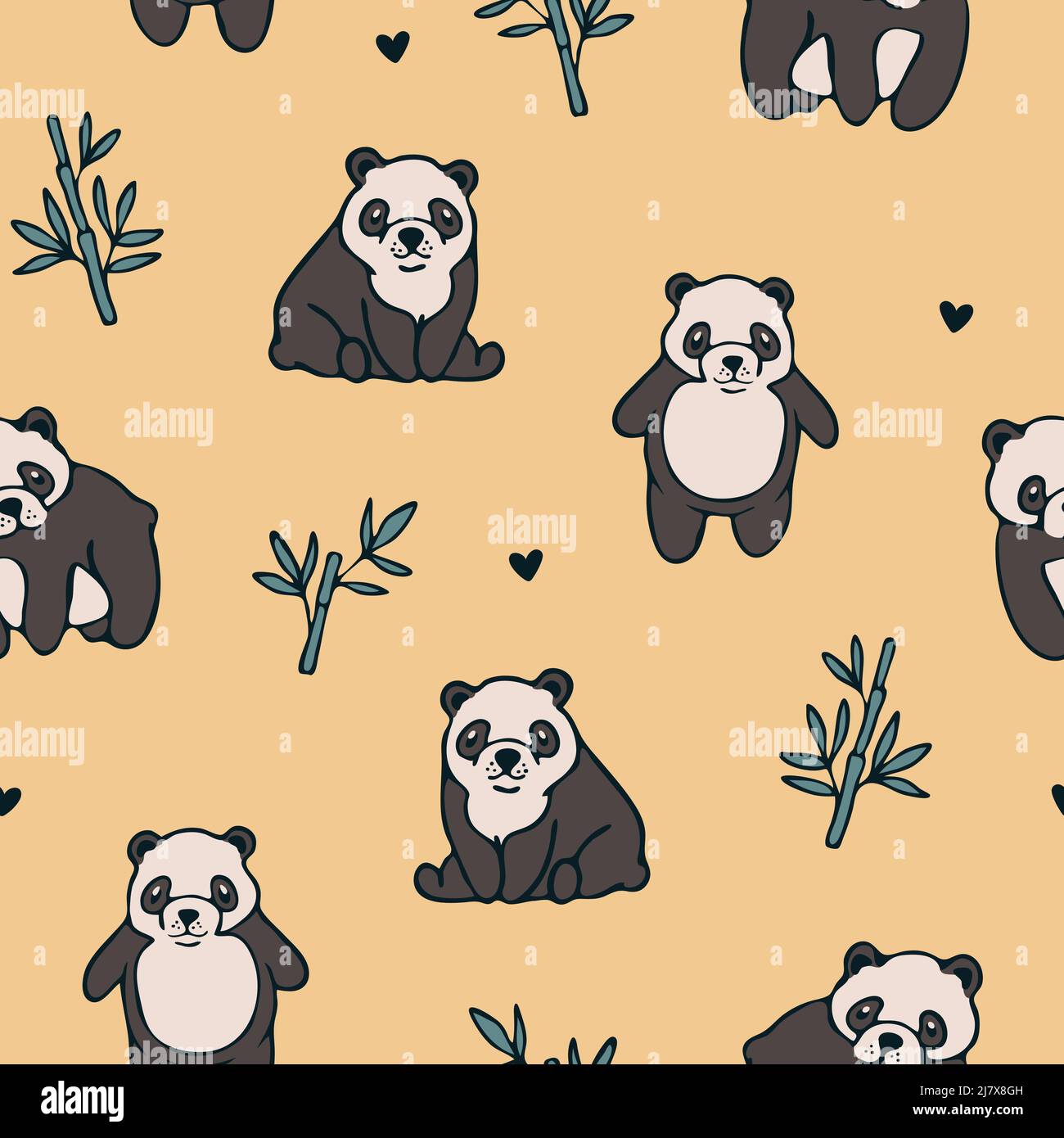 Premium Vector  Cute panda bear cartoon sleep on bamboo good night kawaii  animal