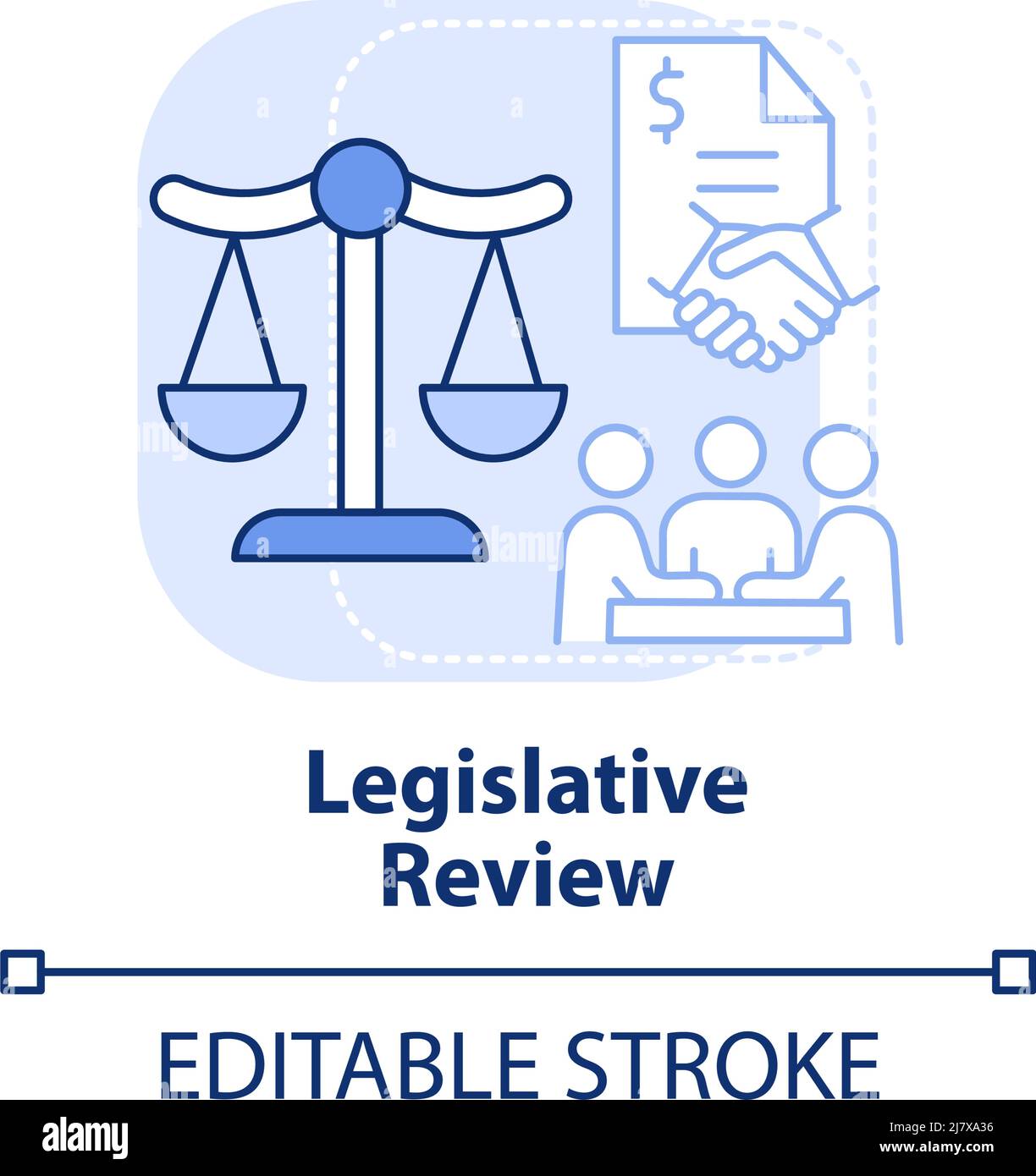 Legislative review light blue concept icon Stock Vector