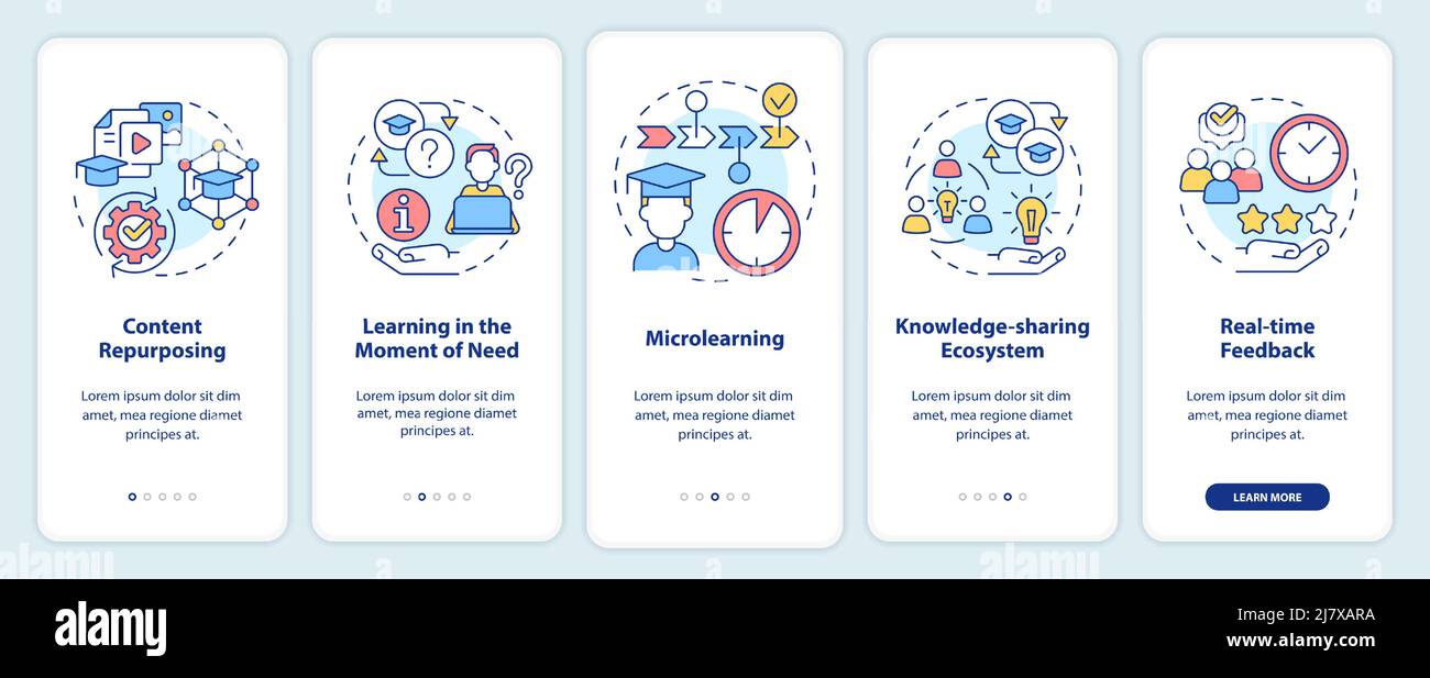 Tendencies in skill development onboarding mobile app screen Stock ...