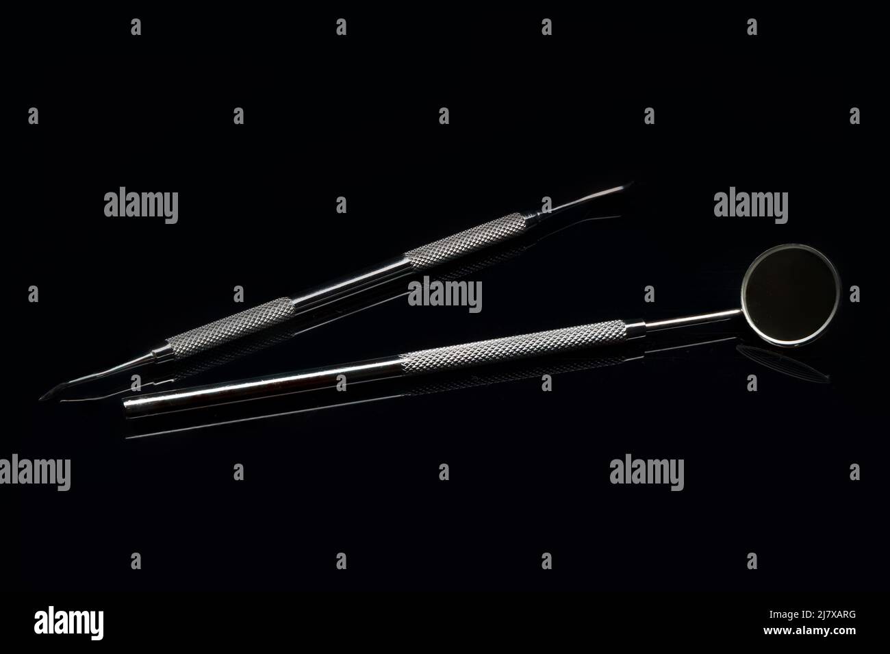 Closeup of dental instruments for prophylaxis examination Stock Photo