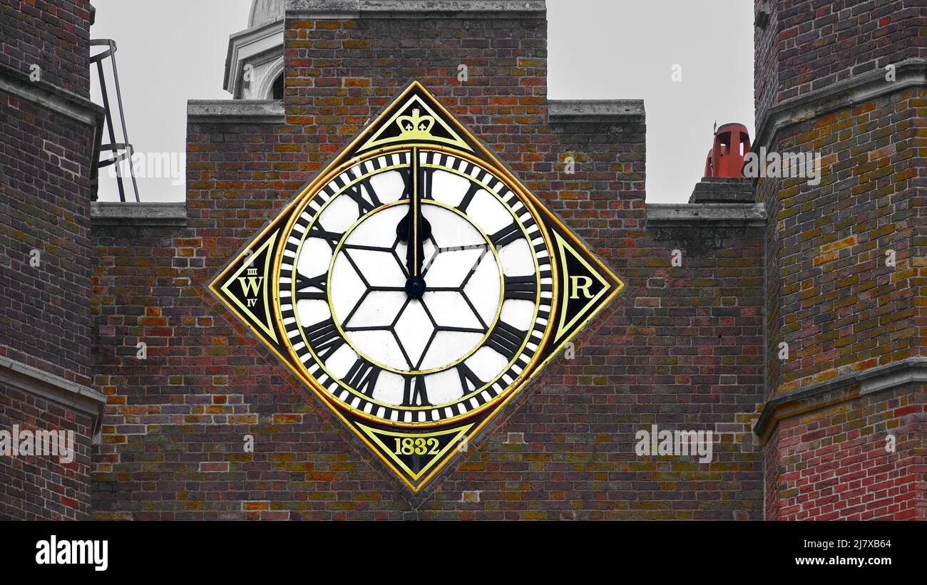 Twelve O clock Midday On The Clock At St James s Royal Palace London twelve-o-clock-midday-on-the-clock-at-st-james-s-royal-palace-london