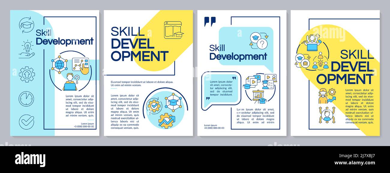 Skill learning blue and yellow brochure template Stock Vector Image ...