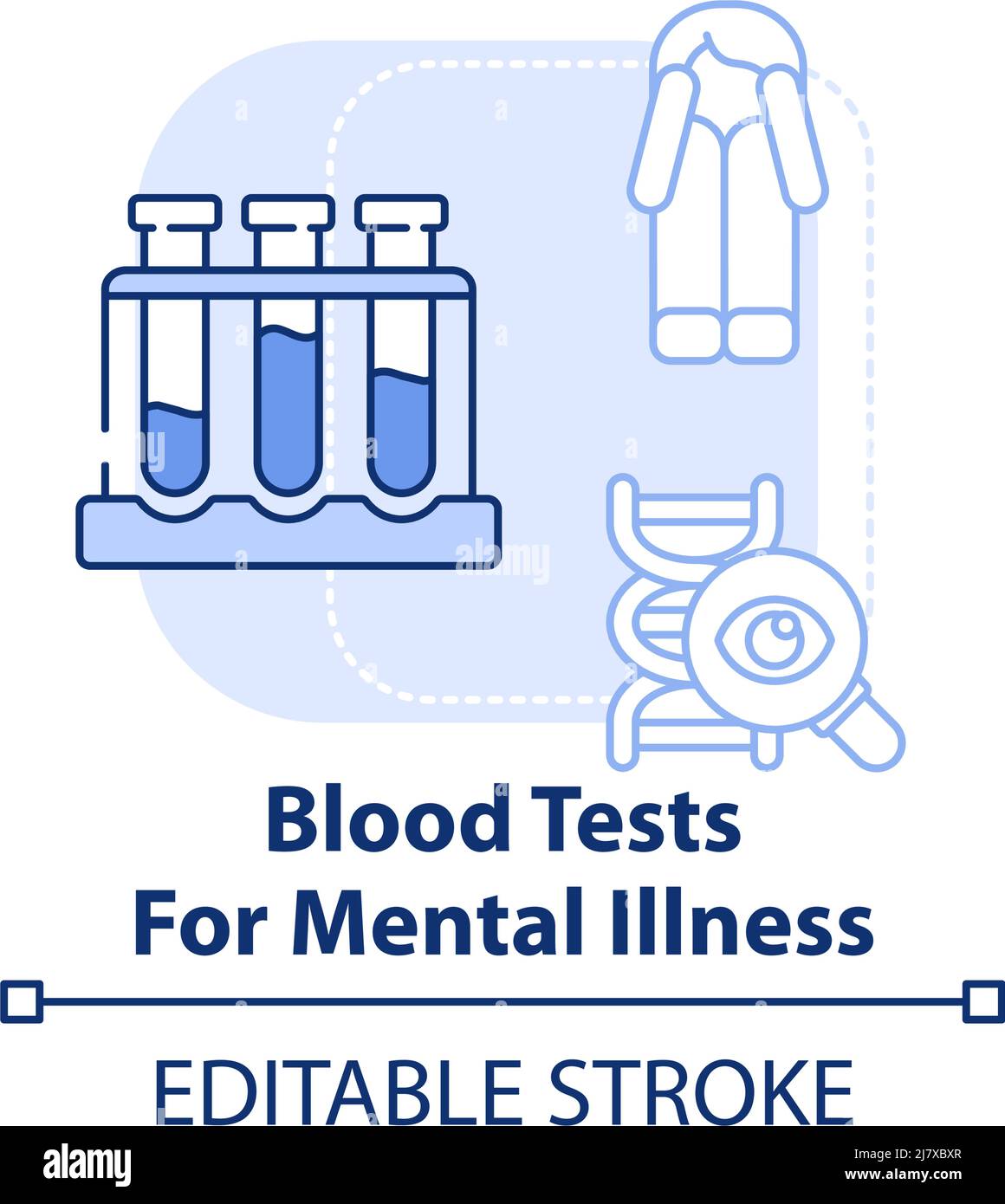 Blood tests for mental illness light blue concept icon Stock Vector