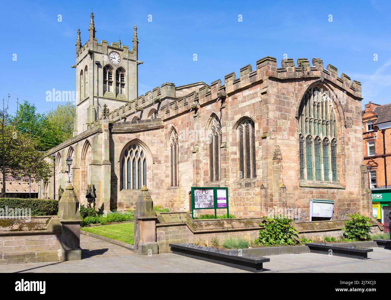 St Peter's Church or St Peter's in the City is a Church of England parish church in St Peter's Churchyard Derby city centre Derbyshire England UK GB Stock Photo