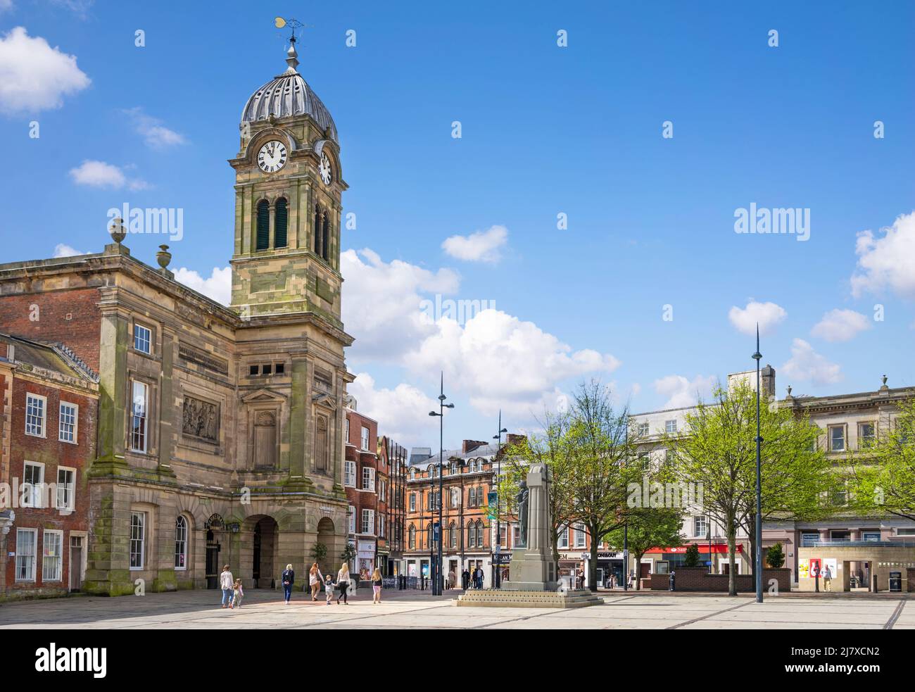Derby Guildhall theatre and War memorial in the Market Place Derby city centre Derbyshire England UK GB Europe Stock Photo