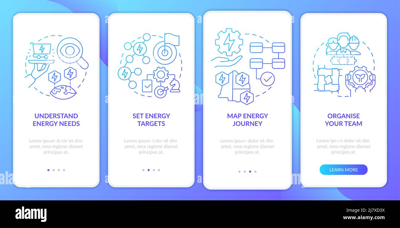 Energy management process blue gradient onboarding mobile app screen ...