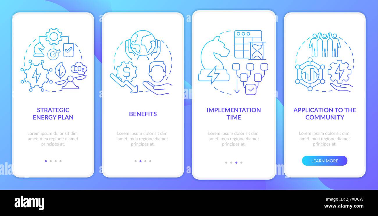 Robust energy strategy blue gradient onboarding mobile app screen Stock ...