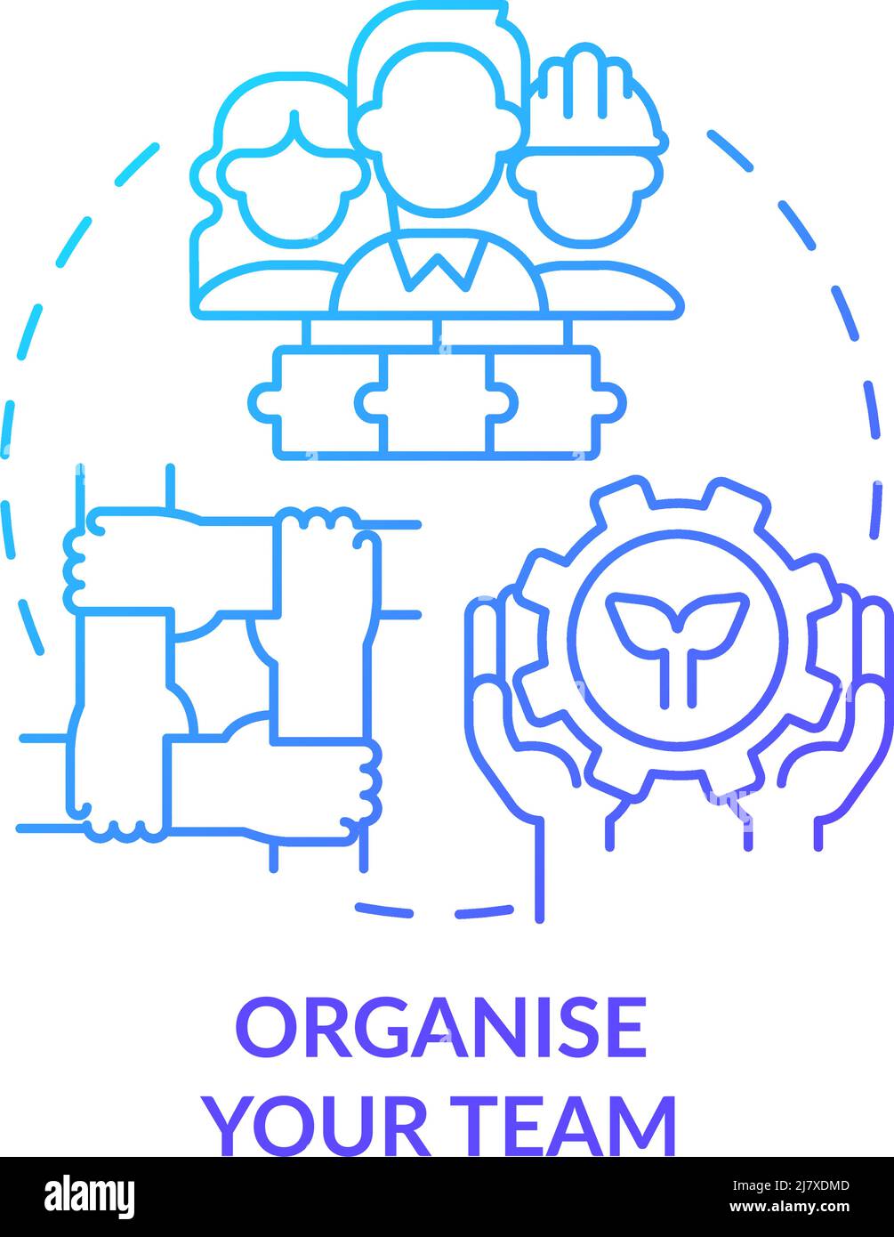 Organize your team blue gradient concept icon Stock Vector