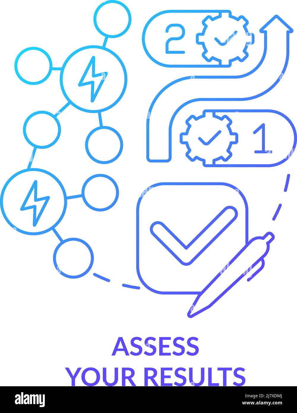 Assess results blue gradient concept icon Stock Vector
