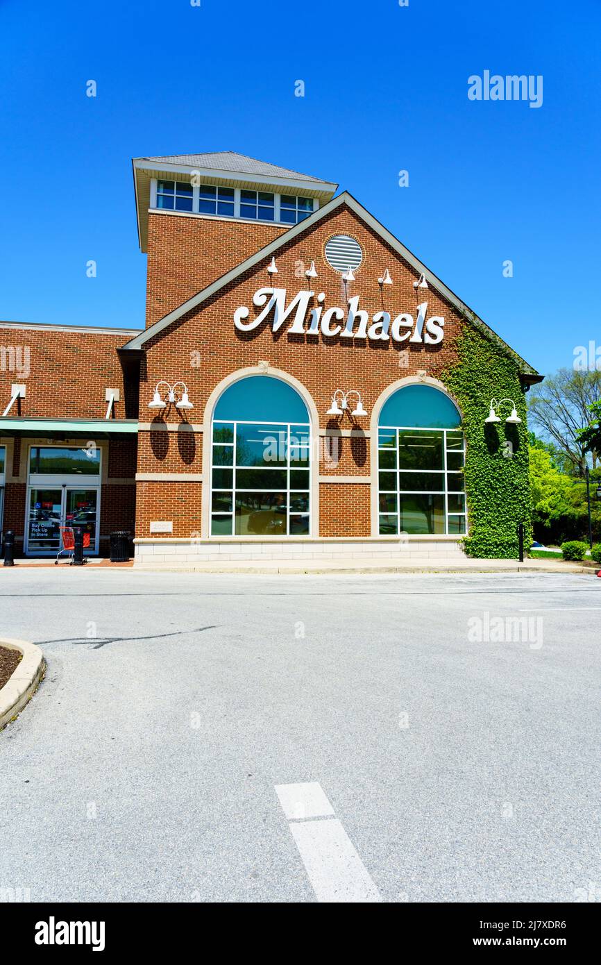 Exton, PA, USA May 10, 2022 Michaels is a chain of over 1200 stores that sells arts, crafts