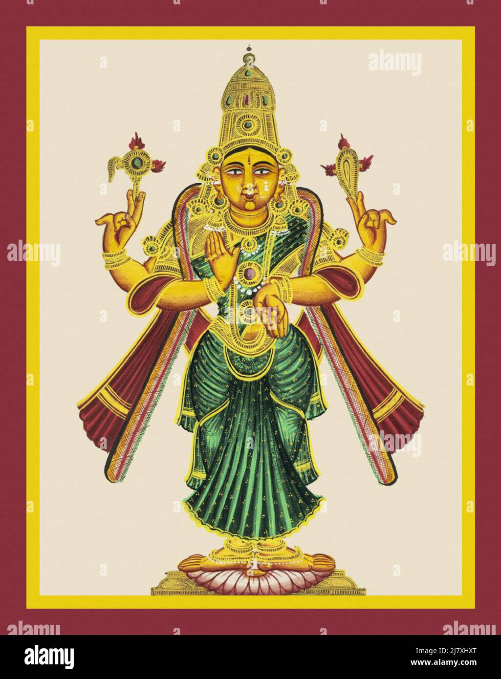 Fourarmed Deity stands in samabhanga on a lotus Stock Photo Alamy