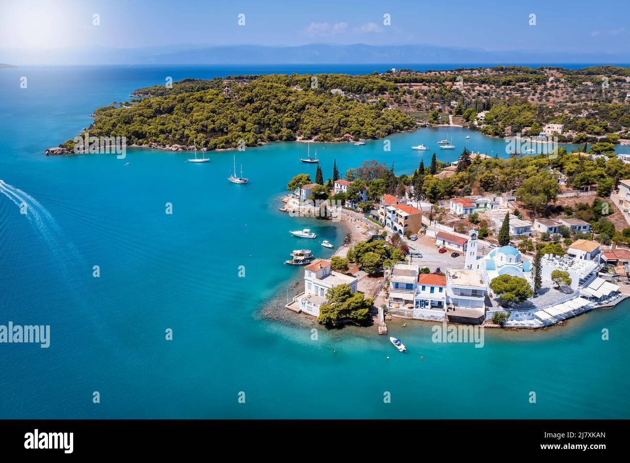 Aerial view of the town Porto Cheli, Greece Stock Photo