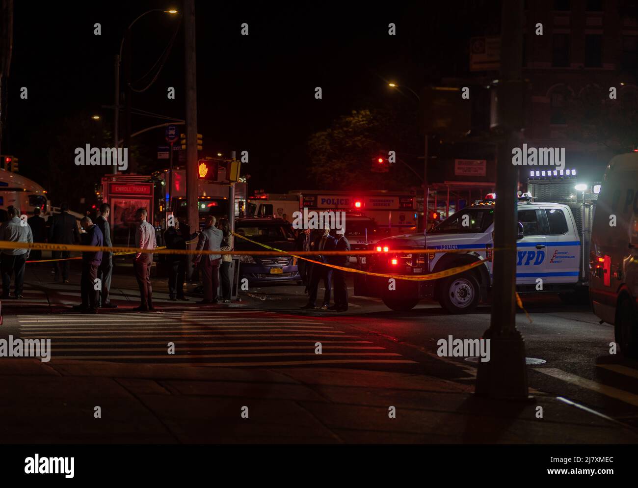 Bronx, USA. 11th May, 2022. Police are investigating the scene where two police officers from