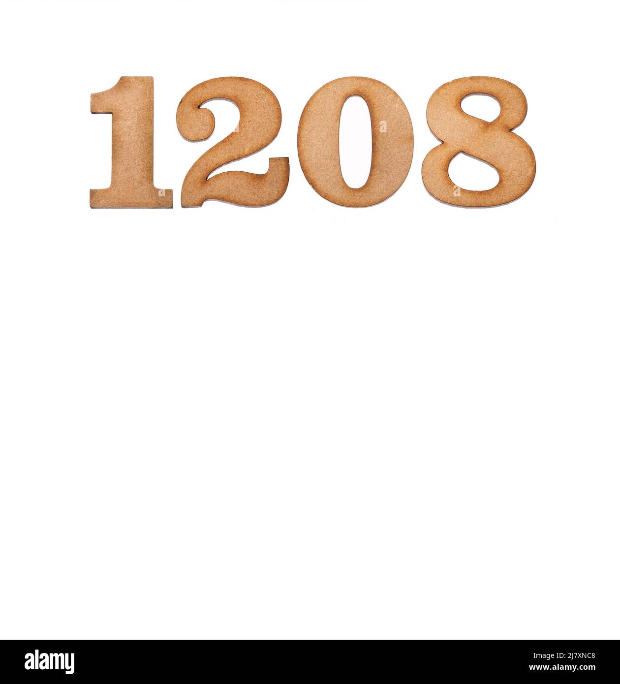Number 1208 - Piece of wood isolated on white background Stock Photo ...