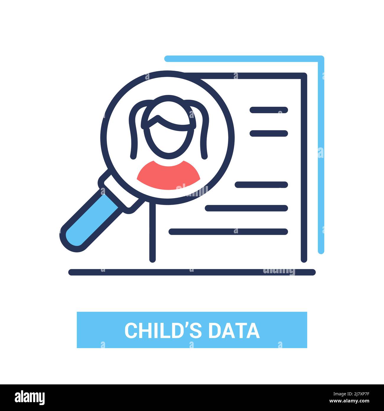 Childs data - vector line design single isolated icon Stock Vector