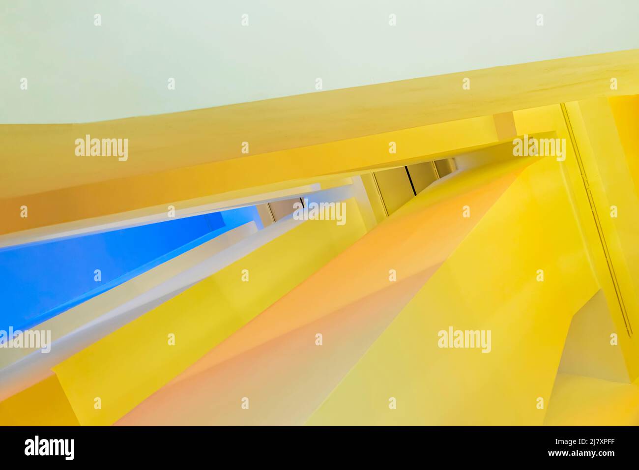 Abstract architecture background, colorful interior design with bright