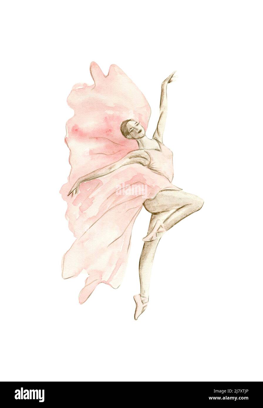 Watercolor dancing ballerina in pink Stock Photo Alamy