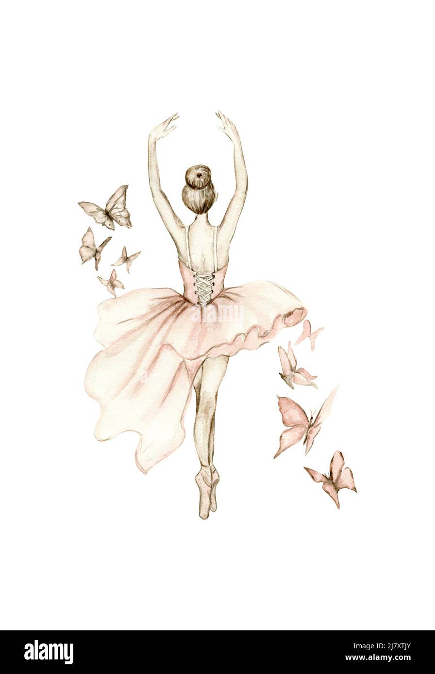 Watercolor dancing ballerina in pink Stock Photo Alamy