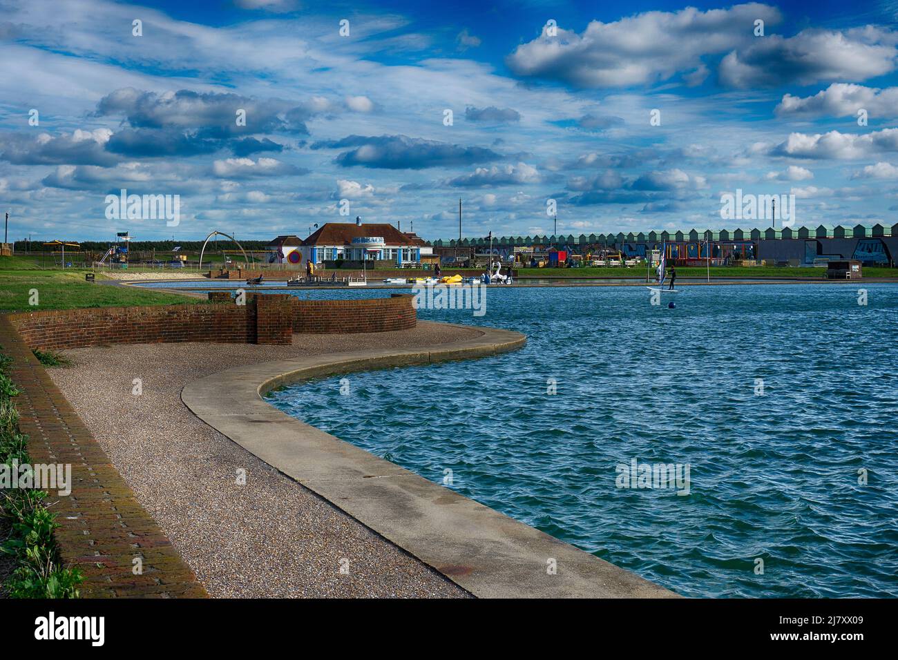 Hove lagoon with Big Beach Cafe in the background Stock Photo