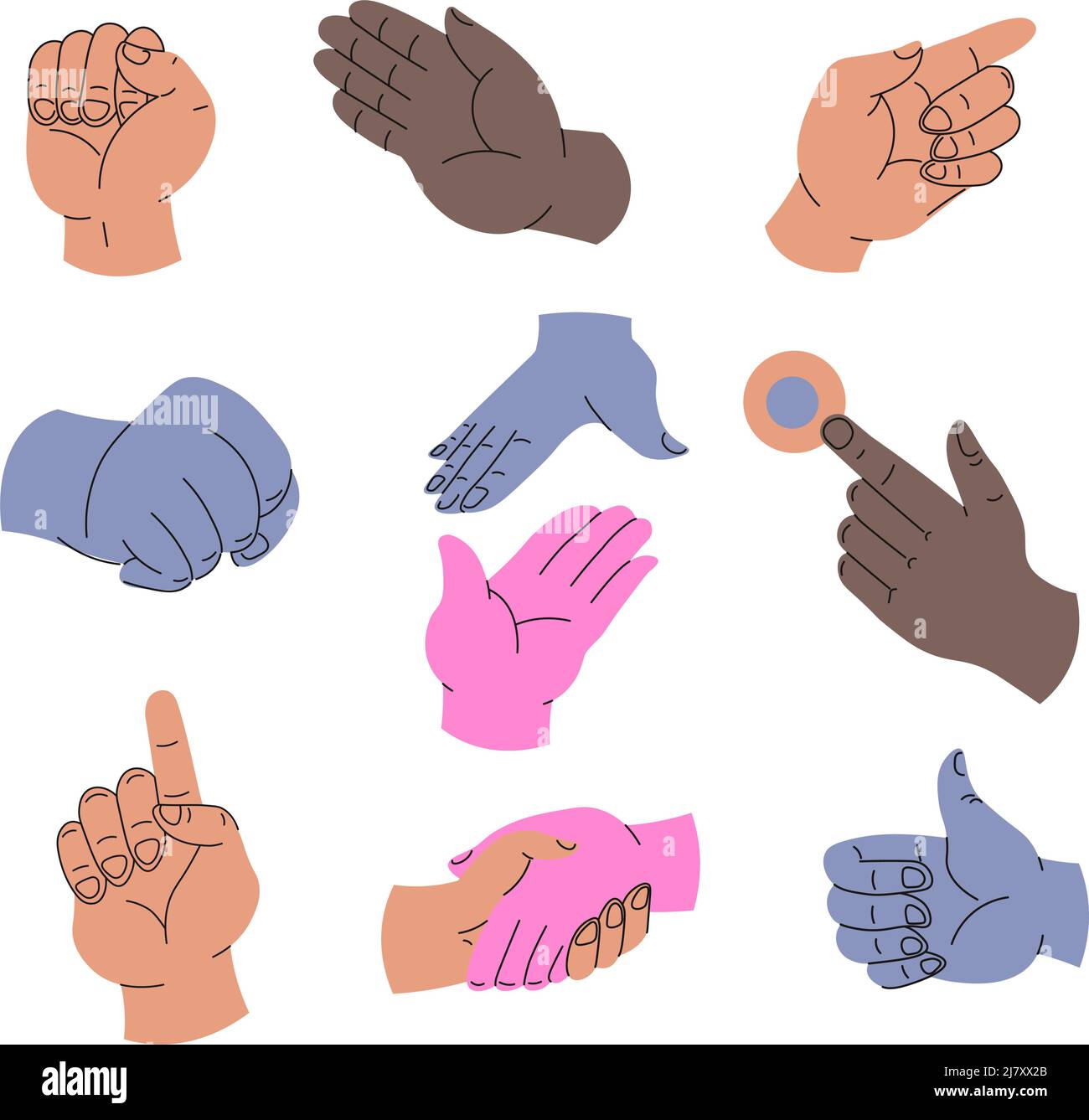 Gestures and signs, isolated handshape of partners or business people