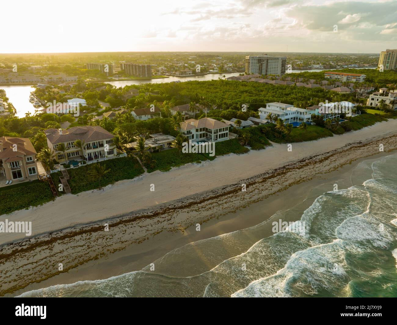 Aerial drone photo of luxury homes in Highlands Beach FL USA Stock