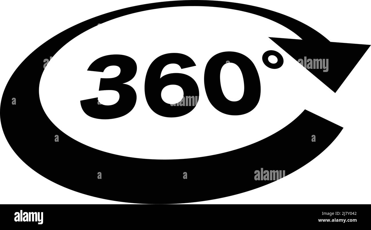 Angle 360 degrees sign icon. Full rotation. Editable vector. Stock Vector