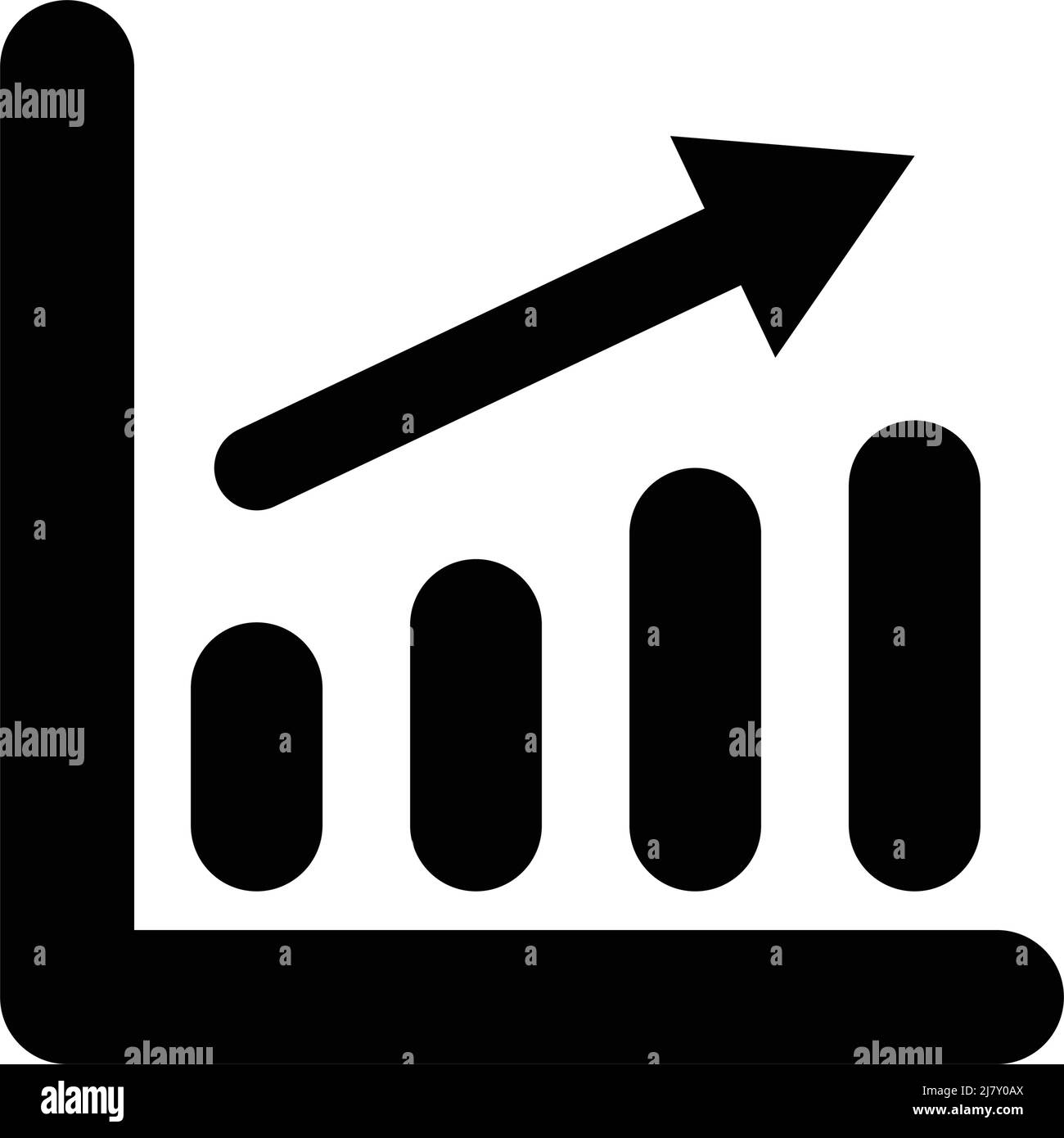 Arrow and bar graph silhouette icon. Business sales increase. Editable ...