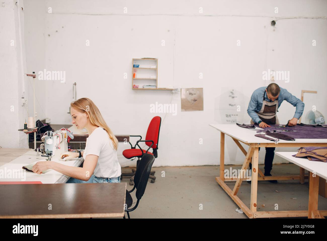 Furniture Upholstery and Manufacture fabric cloth Renovation sewing machine Stock Photo Alamy