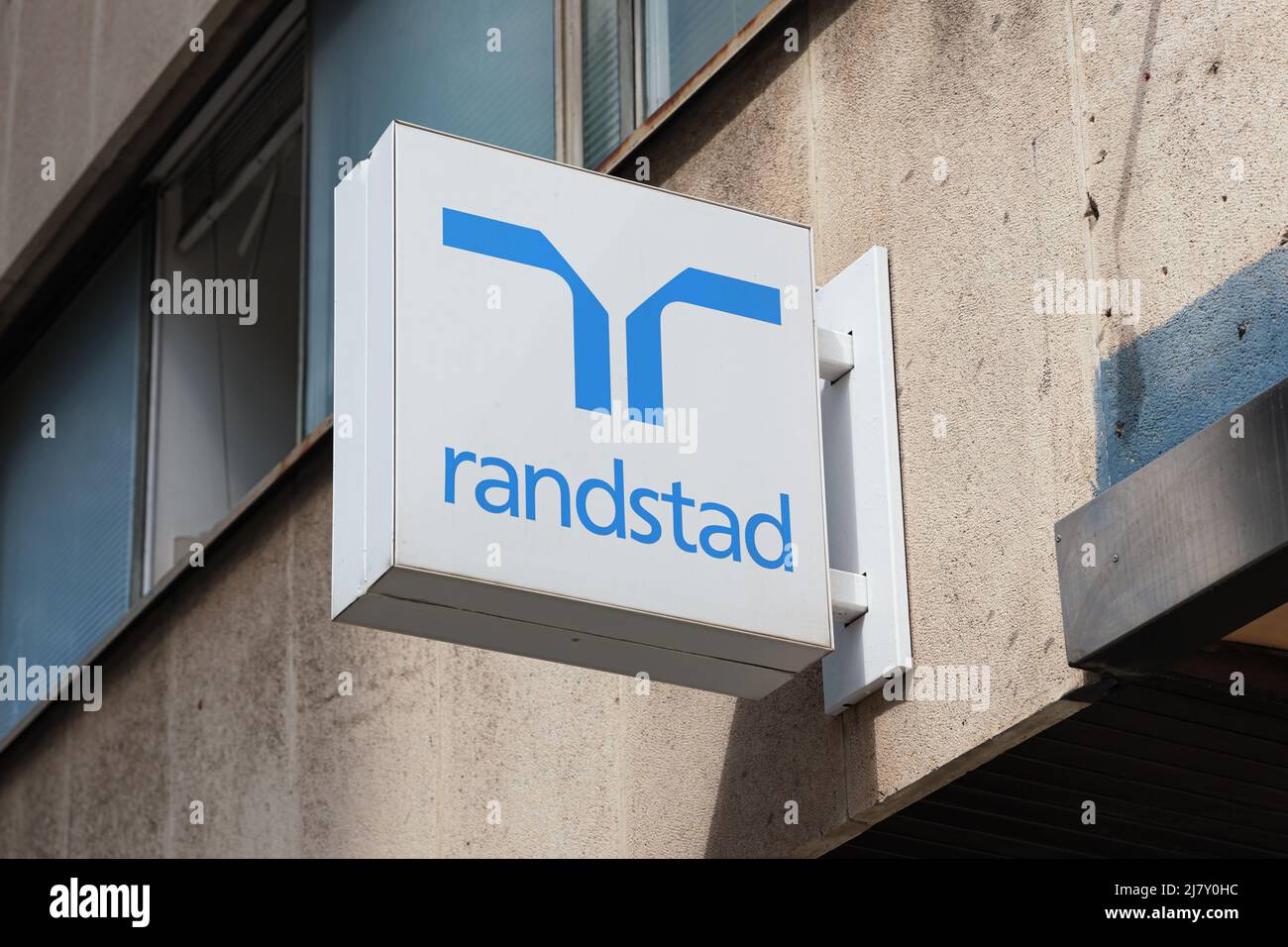 VALENCIA, SPAIN - MAY 05, 2022: Randstad is a Dutch multinational human resource consulting firm Stock Photo