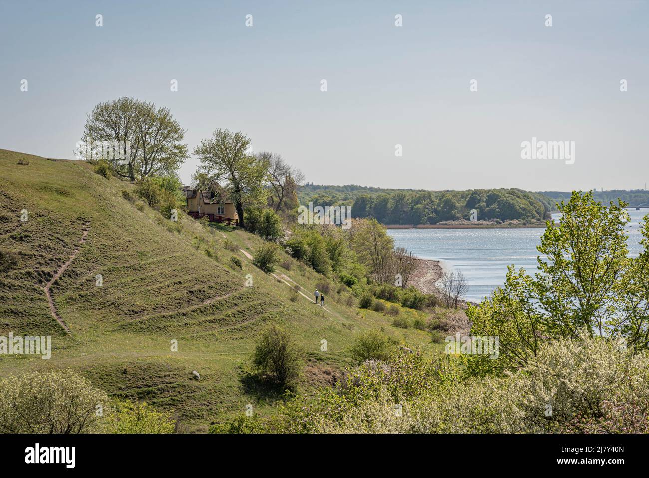 tracking in a stunning valley and vild nature at Ejby Ådal, Denmark, May 9, 2022 Stock Photo