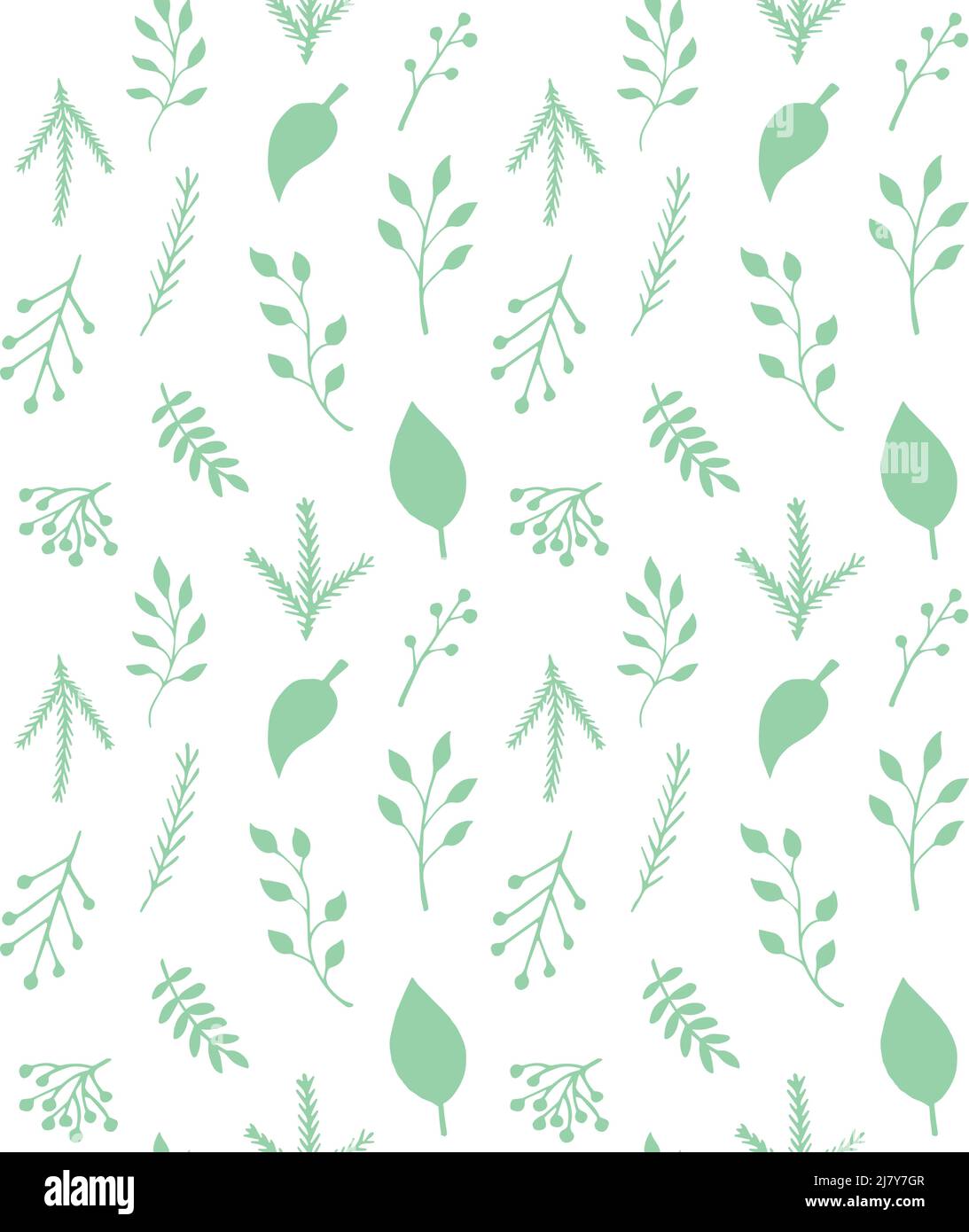 Vector seamless pattern of hand drawn sketch doodle leaves silhouette ...