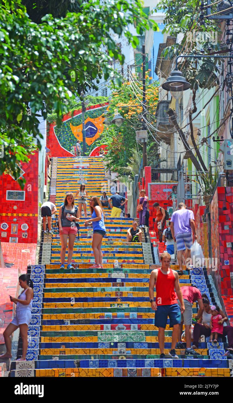 Selaron steps, Rio de Janeiro, Brazil Stock Photo