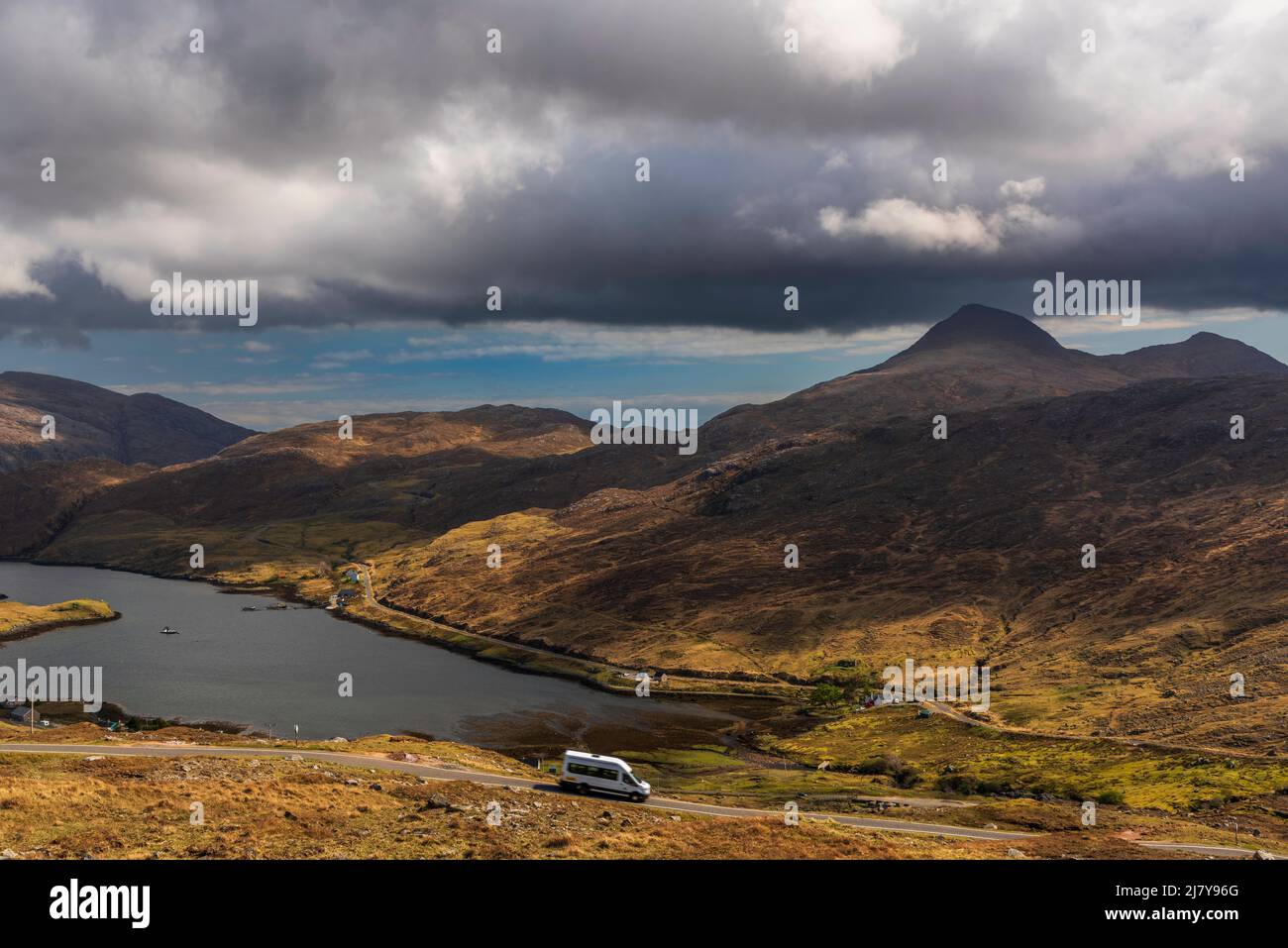 Looking down to Loch Mharaig on the Isle of Harris in the Outer Hebrides, Scotland, UK Stock Photo