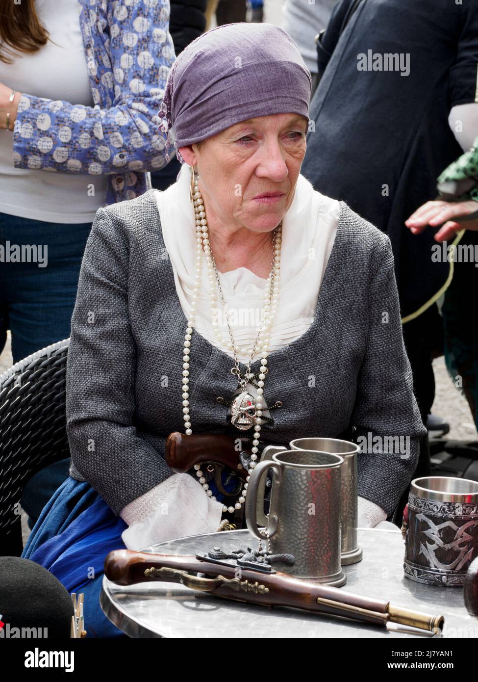 Old woman pirate at the Brixham Pirate Festival 2022, Devon, UK Stock Photo