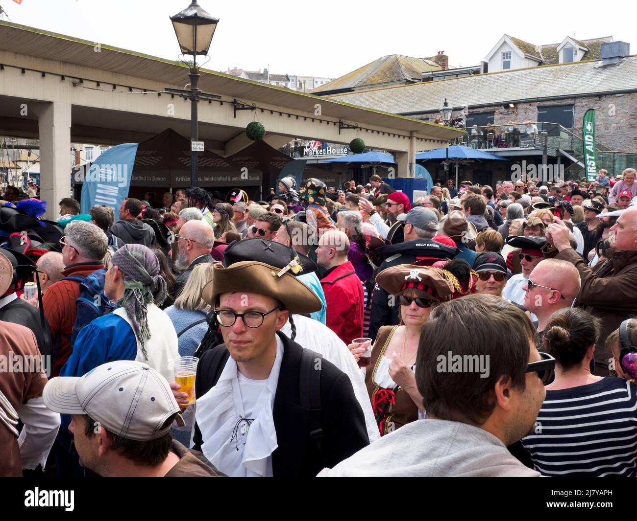 crowds at the Brixham Pirate Festival 2022, Devon, UK Stock Photo